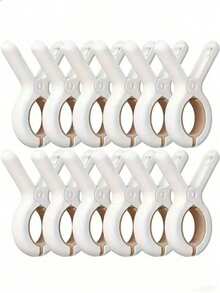 Beach Towel Clips, Heavy Duty Plastic Clothespins, Blanket Drying Clips, Windproof Clothing Clips, Home Supplies - White and Yellow - View 12