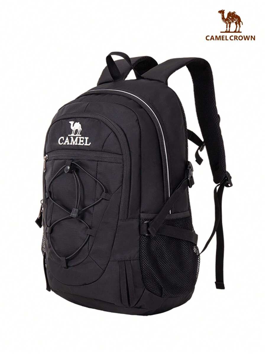 CAMEL CROWN 男女通用户外徒步背包，旅行远足运动休闲学生单肩包，新款设计 - 黑色 - 查看 1