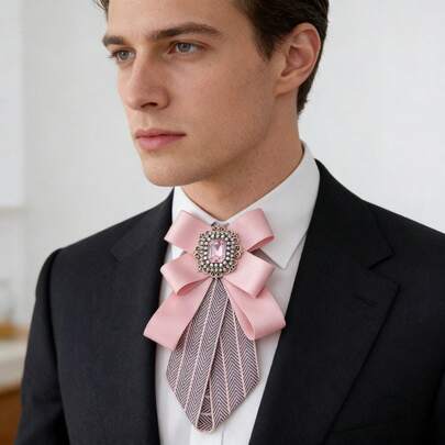 Unisex Elegant Necktie - Luxury Fabric Suitable For Formal And Casual Occasions, Black & White Plaid Or Solid Color Styles, Includes Bow Tie And Pointed Design, Applicable For Weddings, Business And Campus Events - Durable And Easy Care (Hand Wash/Dry Clean) - Ideal Wedding Party Gift