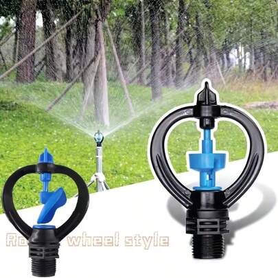 360 Degree Rotating Irrigation Agricultural Automatic Sprinkler Nozzle, Black And Blue Rotating Wheel Lawn Sprinkler With Adjustable Nozzle Design, Suitable For Irrigation Of Large Areas Of Lawn And Grassland, Garden Plant And Flower Garden Watering Tools, Outdoor Terrace And Backyard Green Plant Irrigation Equipment, Durable Automatic Rotating Sprinkler, Suitable For Household Garden Agricultural Irrigation Maintenance.