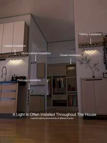 Rechargeable LED Motion Sensor Light, Cabinet Lighting, Self-Adhesive, Wireless, Suitable For Cabinets, Shoe Racks, Entrances, 3 Color Options, Cat Eye Sensor Light, Decorative Light, Indoor & Outdoor Light. Essential Home Accessory For Kitchen, Bedroom And Wardrobe, Kitchen Accessory, Kitchen, Kitchen Decor, Bedroom Decor, Bedroom Room Decor - Three Colors Of Light - View 8