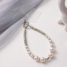 1pc Luxury Rhinestone Pearl Beaded Phone Lanyard, Phone Case Charm Pendant - Multicolor - View 4