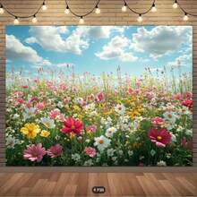 这款春季背景布，以丰富的野花和绿色植物为特色，非常适合生日、婚礼、周年纪念、摄影工作室和夏季派对。婚礼背景 | 生动花卉设计 | - 2 - 查看 1