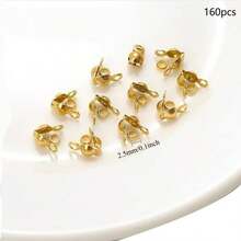 A Set Of 160pcs Stainless Steel Golden Connecting Rings, Which Includes 80pcs Double Hanging Clasps And 80pcs Positioning Beads, Suitable For Making Jewelry Accessories, Bracelet And Necklace Connectors, Earring And Pendant End Clasps - Buckle + Positioning Bead - View 17