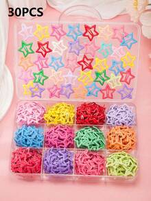 30/60/90pcs/Set Colorful Star Hair Accessories For Girls, Simple & Cute, Shiny Surface. Includes BB Clips, Side Clips, Hair Clips, Bangs Clips And Loose Hair Clips, Suitable For Girls' Daily Use. - Multicolor - View 9