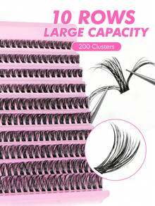 200pcs D-Curl DIY False Eyelash Clusters, 60D Cluster Lashes, 0.07mm D-Curl 9-16mm Mixed Natural Eyelash Extension, Super Thick Growth Cluster Lashes, Curled Single Lashes, Slim Long Lashes, Cartoon-Like Growth Lashes, Suitable For Beginners Home Use (60D) - D - View 1