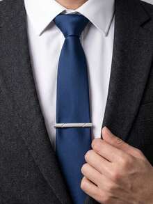Pinza de corbata de acero inoxidable pulido, barra de corbata simple de lujo para hombres de negocios - Multicolor - Ver 4