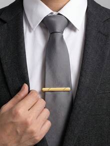 Pinza de corbata de acero inoxidable pulido, barra de corbata simple de lujo para hombres de negocios - Multicolor - Ver 3