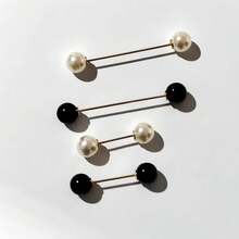 6件套女士束腰简约仿珍珠水钻胸针别针套装 - 彩色 - 查看 4