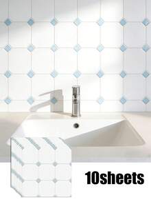 2pcs/10pcs Square Grid Self-Adhesive Ceramic Tile Mosaic, Suitable For Kitchen, Bathroom, Living Room Backsplash, Stickers, Wall Decals, Vinyl Decals, Home Decor, Spring Decorations, Refresh Your Home, Holiday Decorative Stickers, Birthday & Graduation Gifts - Multicolor - View 27