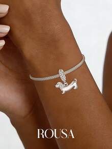 1颗925纯银可爱宠物狗系列吊坠珠，适合制作手链、手镯等DIY饰品，也适合日常佩戴装饰，是女孩/女性的理想之选。 - 臘腸狗 - 查看 2