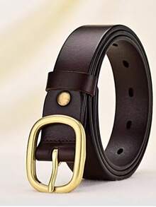 1 pièce Ceinture en jean polyvalente et minimaliste pour femmes avec boucle métallique, convient aux étudiantes - Café - Voir 3