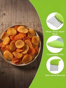 Stainless Steel Wavy Slicer, Can Be Used To Cut Potatoes, Carrots, Vegetables, Also Can Cut Wavy Shapes, Serves As French Fry Cutter - Multicolor - View 6