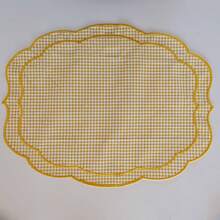 1/2/4件鄉村風藝術多色經典刺繡格紋不對稱剪裁餐墊，適用於家居裝飾、節日與婚禮 - 黃色 - 查看 5
