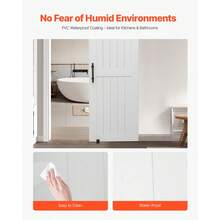 Schiebetür im Scheunenstil Schiebetürsystem (762 x 2134 mm) aus hochfesten MDF-Platten, Scheunentor mit Hardware-Kit & wasserfester PVC-Oberfläche & H-Rahmen für Wohnzimmer Badezimmer Weiß - Weiß, Verbundplatte, 76 x 213 cm - Übersicht 4