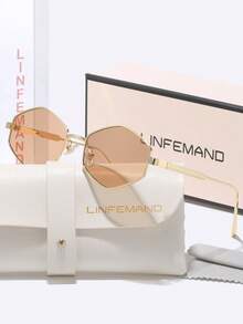 LINFEMAND Luxury Octagonal Frame Sunglasses, Fashionable Street Style Essential, Gift Box Packaging Showcases Quality, Unisex Sunglasses, Holiday Gift - Multicolor - View 7