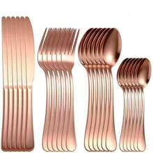 30pcs Rose Gold Stainless Steel Portuguese Style Cutlery Set - Rose Gold - View 2