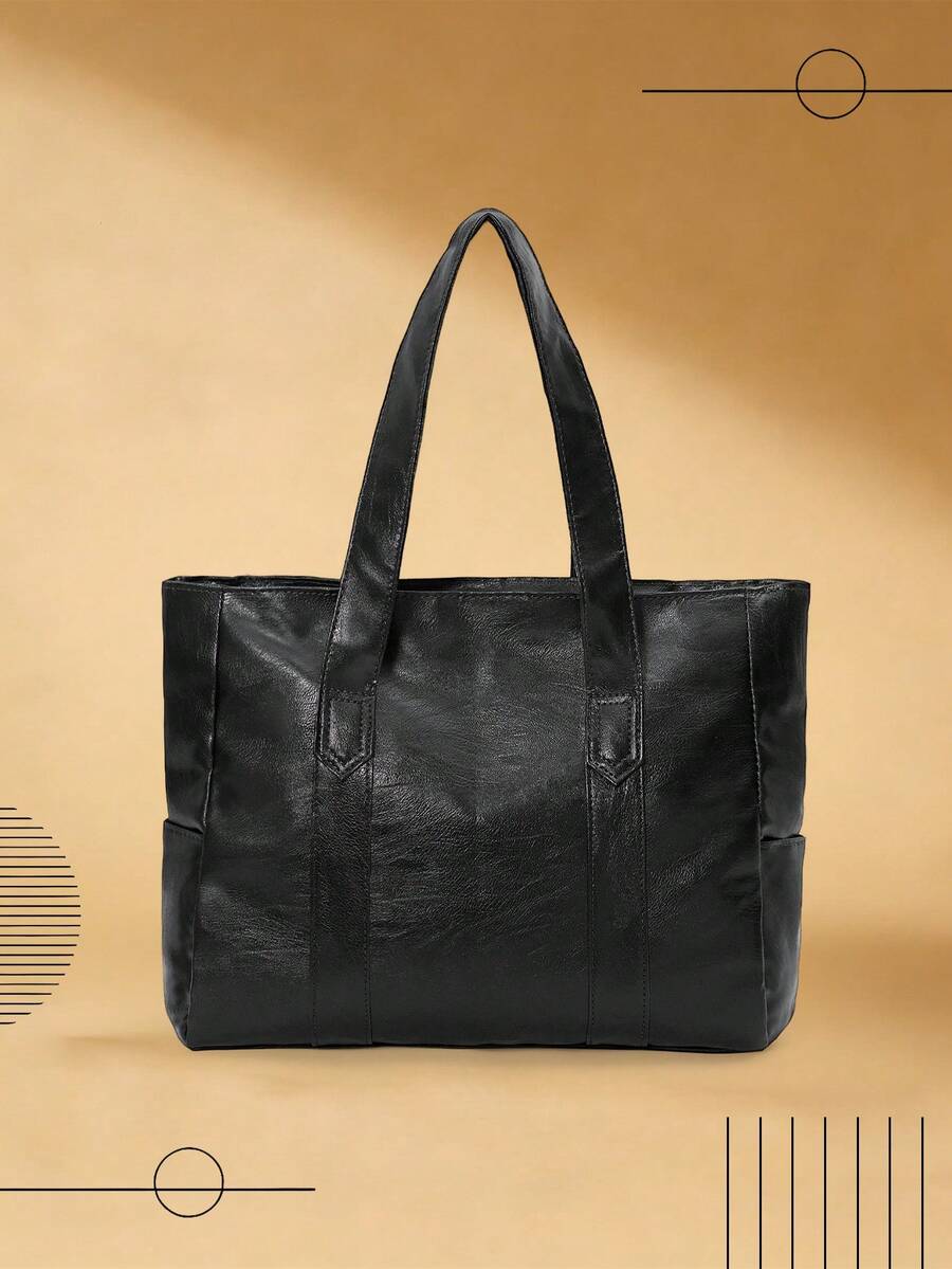 Fashionable Waterproof PU Leather Laptop Tote Bag - Lightweight Large Capacity, Multi-Pocket Design, Fits 15.6 Inch Laptop And Daily Essentials - Multicolor - View 1