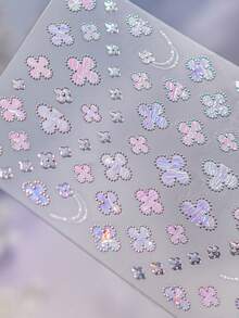 1pc 5D Nail Art Sticker, Fashionable Minimalist Style Nail Decals, High-End Hot Stamping Clover Self-Adhesive Nail Sticker, DIY Nail Design - Multicolor - View 5