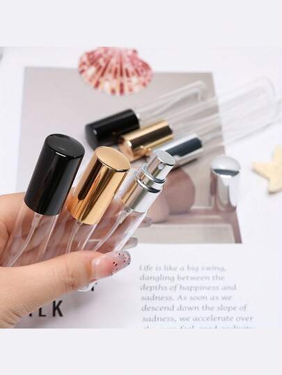 5/30/50个装高端透明玻璃香水补充瓶，配铝制喷头，包含5毫升迷你试用装、10毫升奢华喷雾瓶和15毫升时尚喷雾瓶，内含6个灌装工具：2个滴管、2个漏斗和2个泵头，适用于装饰客厅、卧室、浴室，是馈赠亲朋好友的绝佳礼物。