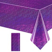 1pc/3pcs Purple Star Disposable Tablecloth, Rectangular Lavender Plastic Disposable Party Tablecloth, Suitable For Birthday Party, Baby Shower, Picnic, Valentine's Day, 137*274cm - Multicolor - View 9