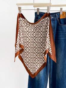 1 件多功能双面菱形围巾/披肩，适合日常、办公和度假穿着 - 黑色 - 查看 8