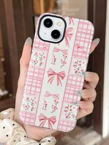 1个可爱棋盘格花卉蝴蝶结防震手机壳，高清图案，兼容 11/12/XR/13/13 Pro/13 Pro Max/14/14 Pro/14 Pro Max/15/15 Pro/15 Plus/15 Pro Max/16/16 Pro/16 Plus/16 Pro Max/17 Air/17 Pro/17 Pro Max，以及Galaxy S25/S25 Ultra/S25 Plus/A55/A56/A35/A36/A17。 - 彩色 - 查看 2