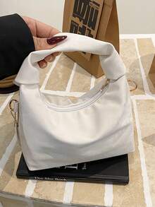 2026新款褶皱手提包，时尚简约百搭小众高端质感斜挎包，轻便 - 米色 - 查看 7