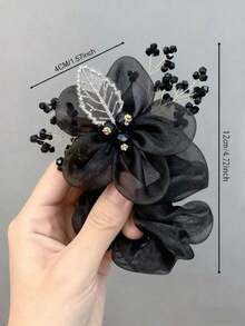 2pcs Women's Sweet Hair Accessories: Starry Headband, Organza Big Scrunchie, Fashion Hair Clips, Flower Hair Decor, Gift, Travel, Women's Gift, Hair Accessories, Christmas Stocking Stuffers - 1 件香檳 - 查看 4