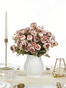 1/3/60 piezas Flores de rosa de seda artificial, ramo floral realista, adecuado para el hogar, restaurante, sala de estar, decoración de jardín al aire libre, props de fotografía floral, flores artificiales, ramo de boda, ramo de novia, suministros de boda, decoración de boda, flores decorativas, decoración de primavera, Día de San Valentín - Rosa - Ver 7