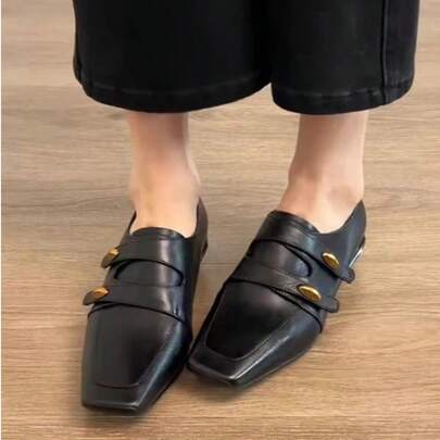 1 Pair Women's Gorgeous Fashion Minimalist Lightweight Comfortable Elegant Cute Square Toe French Retro Soft Sole Non-Slip Casual Mary Jane Flat Shoes
