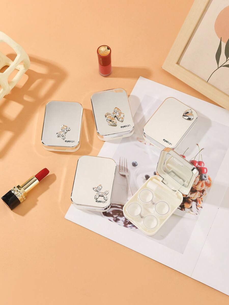 eyekan 1pc Butterfly Pattern Contact Lens Case With Mirror, Contact Lens Storage Box, Contact Lens Care Kit, And Applicator Stick, Suitable For Travel And Home Use. Contact Lens Soaking Storage Set, Suitable For School Use. - Care Box - View 1
