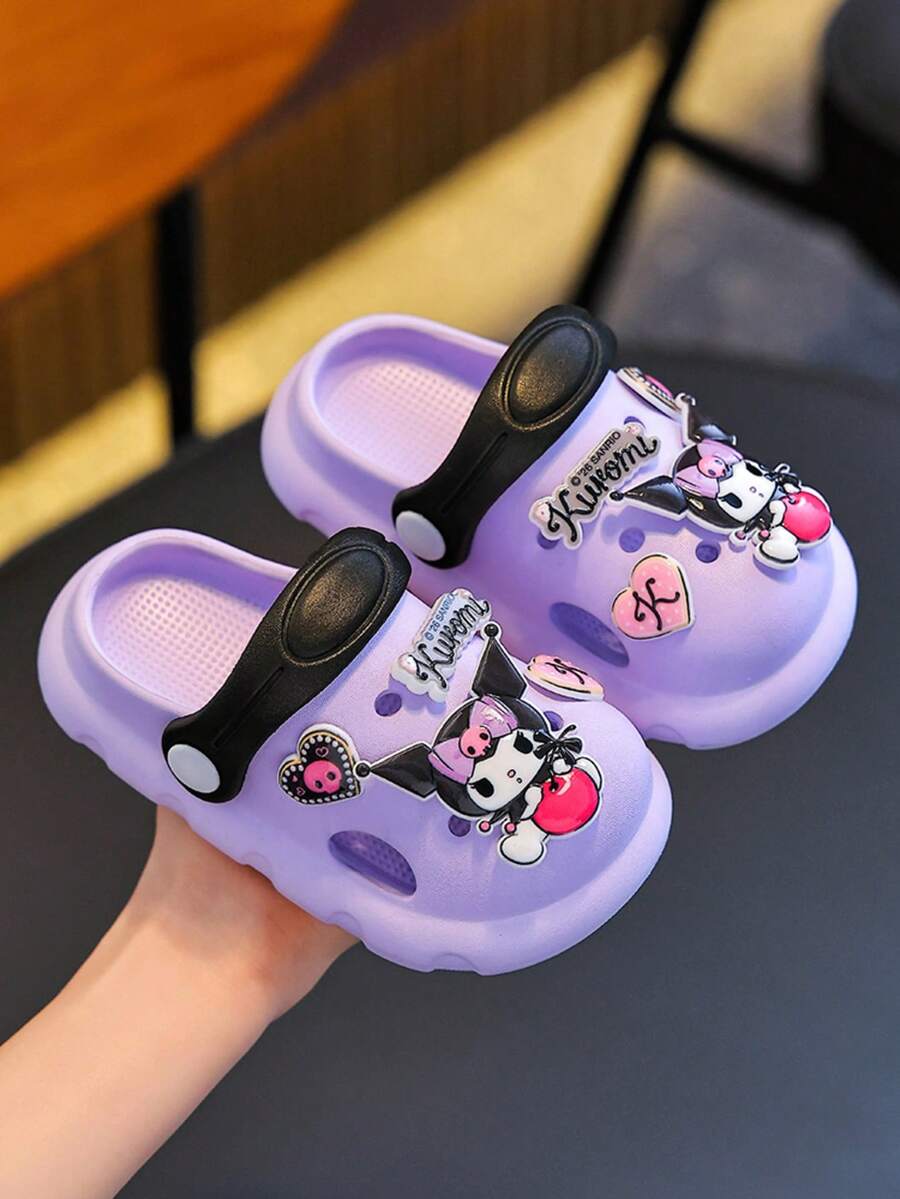 SANRIO 1双儿童卡通可爱防滑室内软底拖鞋,女童款,夏季 - 紫色 - 查看 1