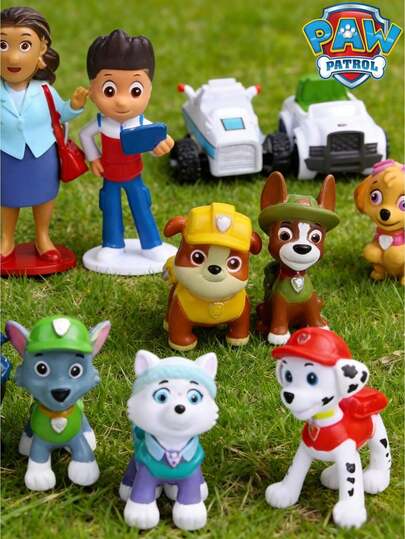 Paw Patrol 2/6/12 Dog Patrol Collection Series, Including Figurines, Ornaments, Chase And Skye Styles (12pcs/Set), With Random Color And Style Options. This Collection Includes Birthday Decoration Ornaments, Best Friend Holiday Gifts, Party Atmosphere Decorations