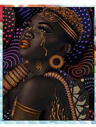 African Woman Diamond Painting Kits For Adults, Round Full Drill Diamond Art Kits, 5D DIY Diamonds Crafts For Home Wall Decoration Gifts
