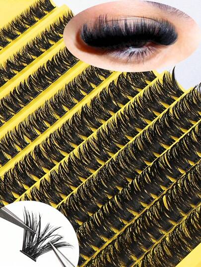 200 piezas Kit de pestañas - Longitudes mixtas, extensiones de pestañas individuales naturales y esponjosas, rizo DD, fácil de usar en casa, la mejor opción de regalo para amigas