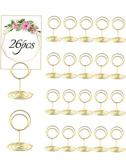 5/10/20 chiếc Kẹp số bàn tròn bằng kim loại màu vàng sang trọng - Kẹp ghi nhớ cho ảnh, thẻ tên, thực đơn cho đám cưới, sinh nhật, tiệc tùng và sự kiện, đồ dùng cho lễ cưới