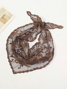 1pc Women Bandana Lace Floral Trim Scarf Neckerchief For Dress - 多色 3 - 查看 1