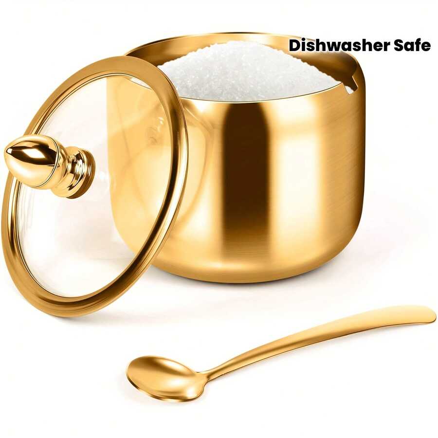 Stainless Steel Seasoning Jar Set With Spoon, Home Salt Pepper Shaker, Dry Goods Storage Box, Kitchen Utensils