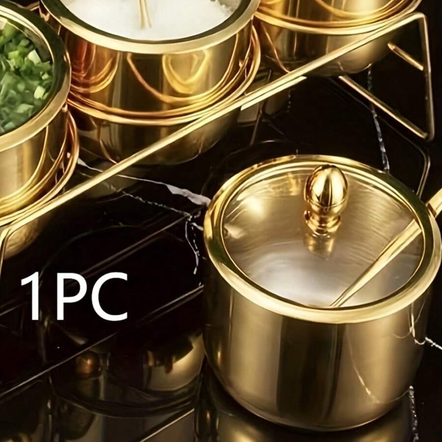 Stainless Steel Seasoning Jar Set With Spoon, Home Salt Pepper Shaker, Dry Goods Storage Box, Kitchen Utensils