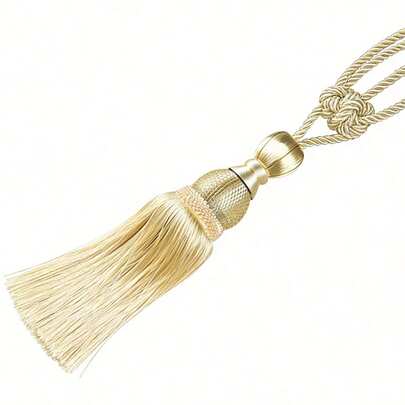 1pc Luxury Polyester Fiber Curtain Tie Back With Elegant Tassel Decor, Suitable For Elegant Living Room, Office And Home Decoration