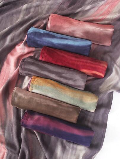 180cm X 80cm Large Size Women's Rayon Headscarf - Double Needle Stitched Ombre Headscarf, Full Coverage Breathable Oversized Headscarf And Shawl