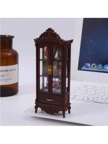 1pc Vintage Style Mini Wine Cabinet - Ivory White/Brown/Dark Brown Finish, Suitable For 1:12 Scale Miniature House (Miniature Model, Display) - Collectible Furniture, Living Room Furniture Decor, New Dollhouse Accessory - Multicolor - View 7
