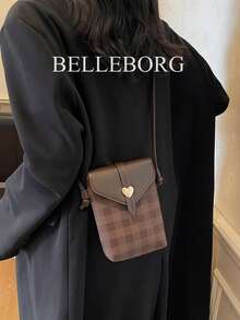 Retro Print Small Phone Bag, Casual Women's Shoulder Square Bag - Coffee - View 2