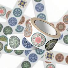 500PCS Vibrant Mandala Retro Pattern Roll Sticker Cartoon Fashion Scrapbook Graffiti Cafe DIY Scrapbooking Phone Gifts Decals - 1 Set - View 2