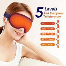 Hailicare 热敷按摩眼罩，USB加热眼罩，5档温度调节，6种震动模式，3D睡眠眼罩，15分钟自动关机，适合居家、办公、旅行，母亲节礼物 - 查看 3