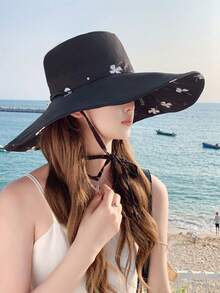 1pc New Four-Leaf Clover Shaped Wide Brim Sun Hat, Reversible Summer Casual Party UV Protection Polyester Sun Hat, Suitable For Women - Multicolor - View 10