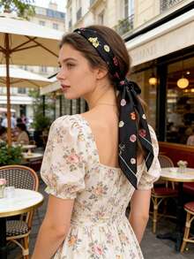 1条新款经典女士豹纹印花围巾，百搭简约优雅小方巾，多功能装饰丝巾，透气防晒沙滩披肩，适合日常装饰、旅行、派对、度假等场合。 - 彩色 - 查看 2