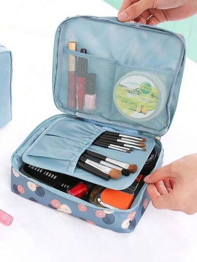 多功能化妆包，大容量化妆品收纳包，浴室洗漱包，化妆刷收纳盒，香水收纳盒，防水收纳袋，适用于收纳洗漱用品、彩色铅笔、眼影刷、卫生巾、口红、化妆刷、眼线笔、唇彩、护肤品、数码产品等，情人节礼物，适合送给母亲、朋友、老师