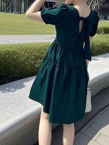 Women Short Dresses - Green - View 3
